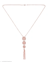 Anikas Creation Rose Plated Tasselled Alloy Light weighted Cream Stone Finished Pendant - Adjustable, Gold Plated, Multipack 1